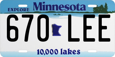 MN license plate 670LEE