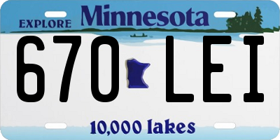 MN license plate 670LEI
