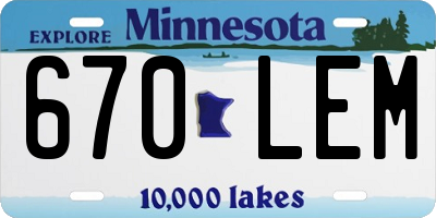 MN license plate 670LEM