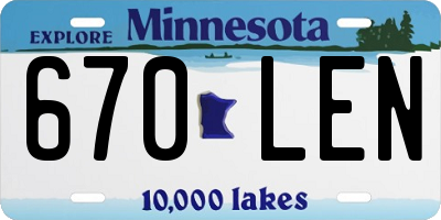 MN license plate 670LEN