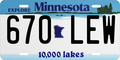 MN license plate 670LEW