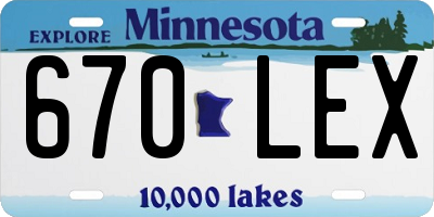 MN license plate 670LEX