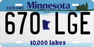 MN license plate 670LGE
