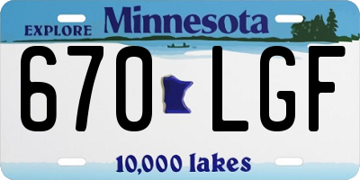 MN license plate 670LGF