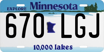 MN license plate 670LGJ