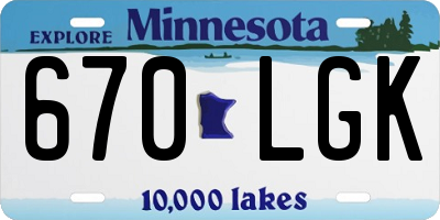 MN license plate 670LGK