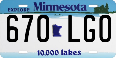 MN license plate 670LGO