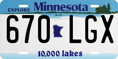 MN license plate 670LGX