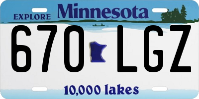 MN license plate 670LGZ