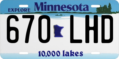 MN license plate 670LHD