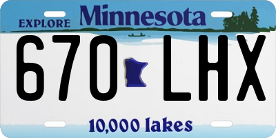 MN license plate 670LHX