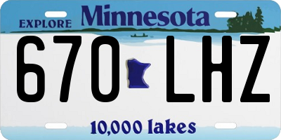 MN license plate 670LHZ
