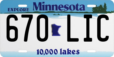 MN license plate 670LIC