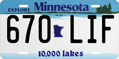 MN license plate 670LIF