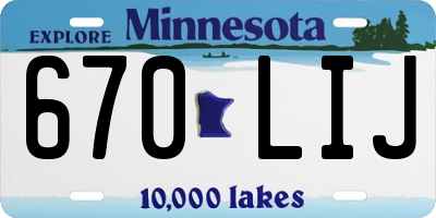 MN license plate 670LIJ
