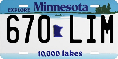 MN license plate 670LIM