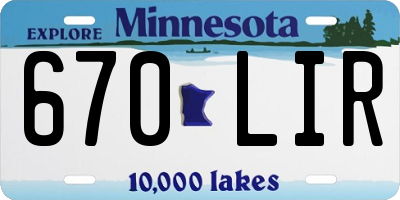 MN license plate 670LIR