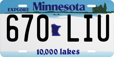 MN license plate 670LIU