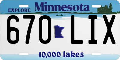 MN license plate 670LIX