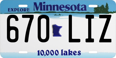 MN license plate 670LIZ
