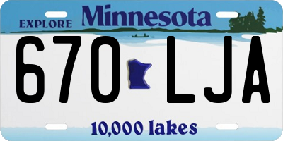 MN license plate 670LJA