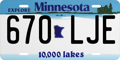 MN license plate 670LJE
