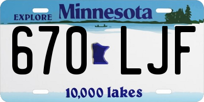 MN license plate 670LJF