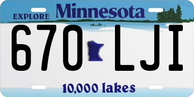MN license plate 670LJI
