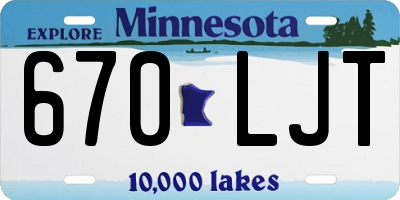MN license plate 670LJT