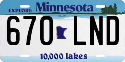 MN license plate 670LND