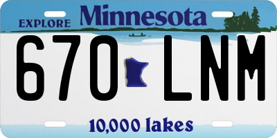 MN license plate 670LNM