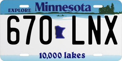 MN license plate 670LNX