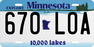 MN license plate 670LOA