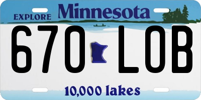 MN license plate 670LOB