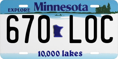 MN license plate 670LOC