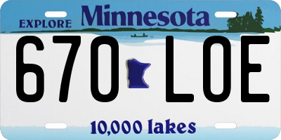 MN license plate 670LOE