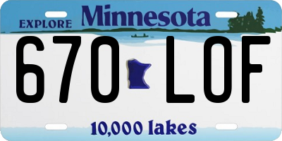 MN license plate 670LOF