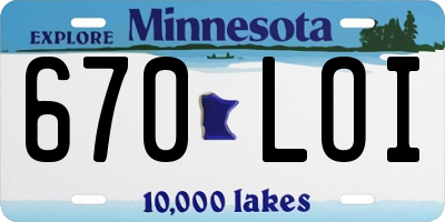 MN license plate 670LOI