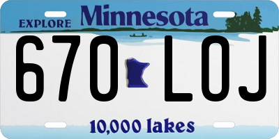 MN license plate 670LOJ