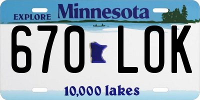MN license plate 670LOK