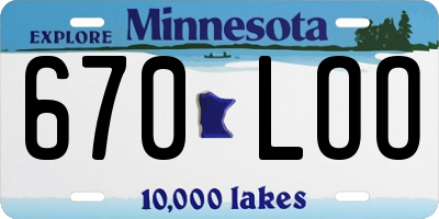 MN license plate 670LOO