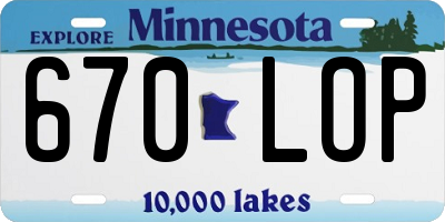 MN license plate 670LOP