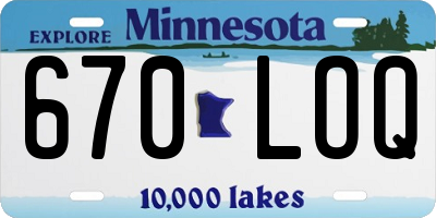 MN license plate 670LOQ