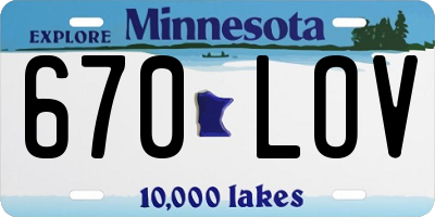MN license plate 670LOV