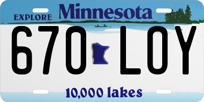 MN license plate 670LOY