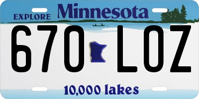 MN license plate 670LOZ