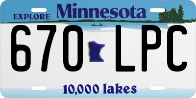 MN license plate 670LPC