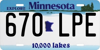 MN license plate 670LPE