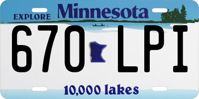 MN license plate 670LPI
