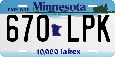 MN license plate 670LPK